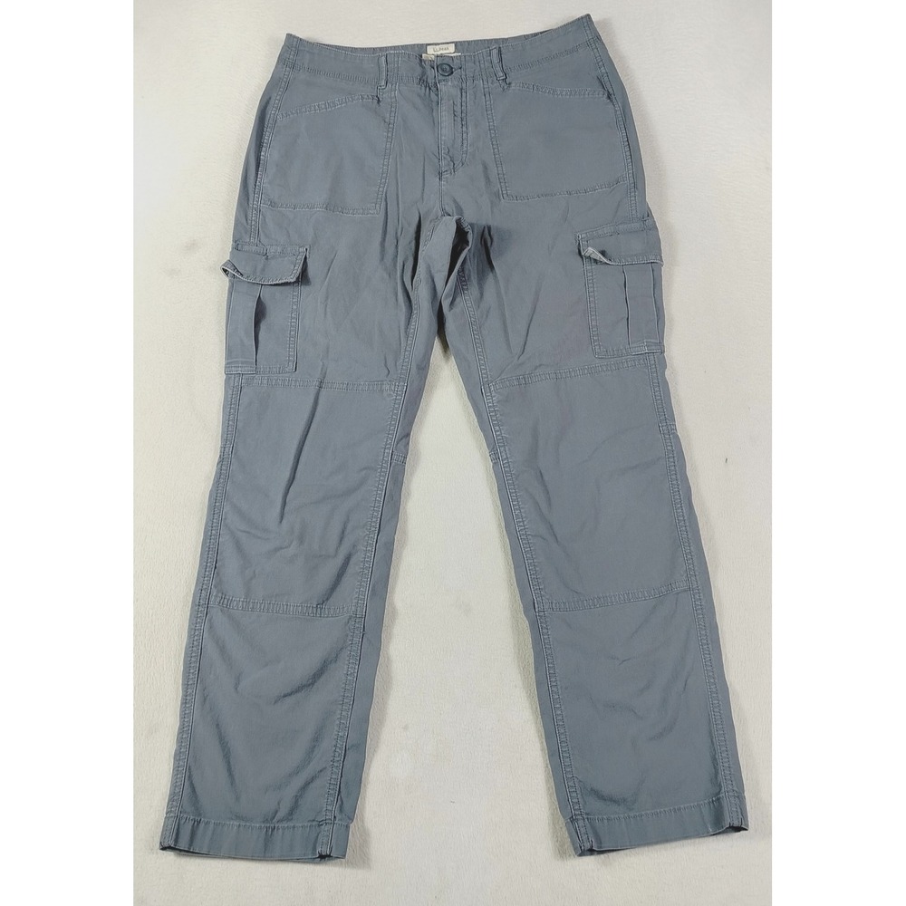L.L.Bean Pants Womens 12 Gray Cargo Favorite Fit Stretch Outdoor Hiking Gorpcore